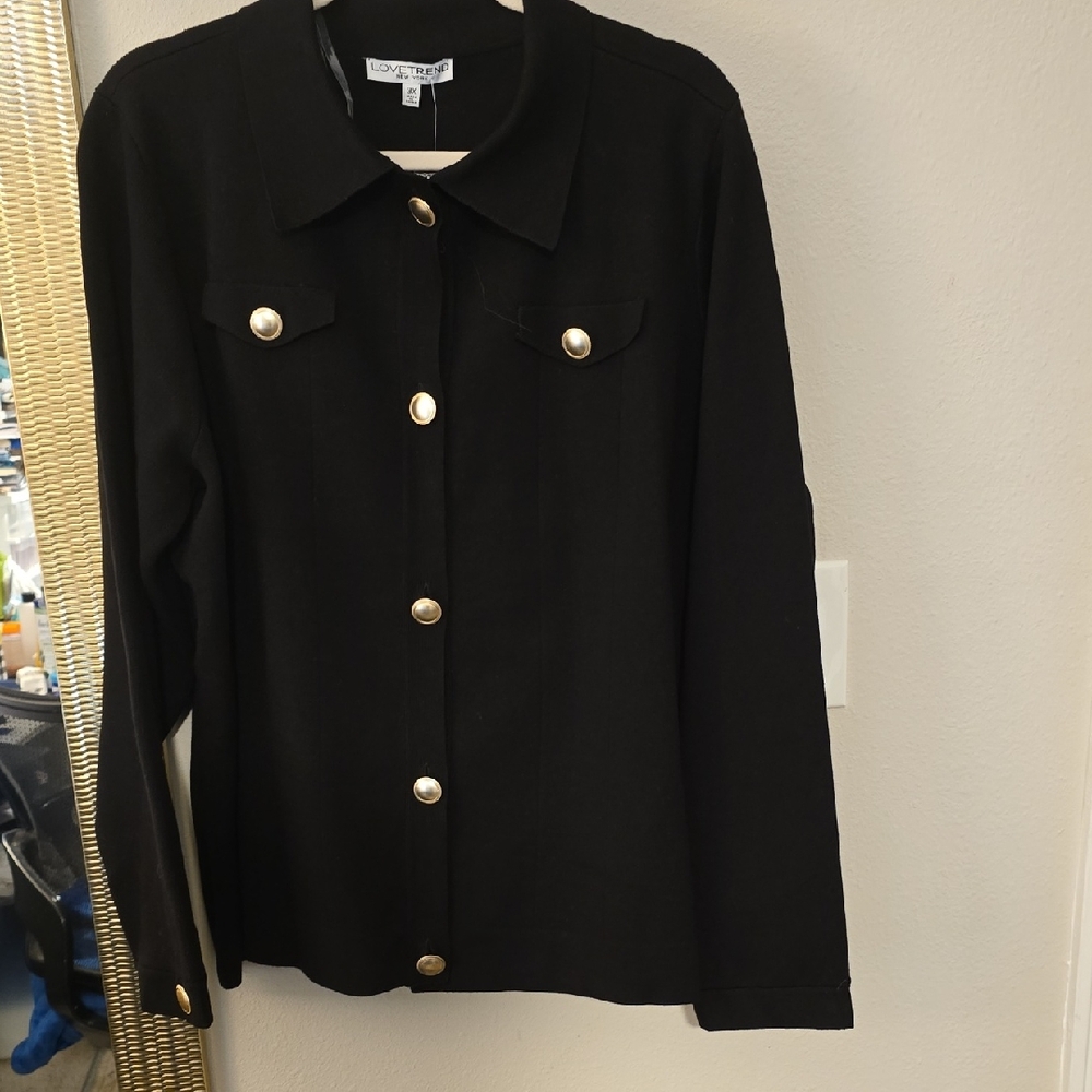 Black Cardigan with Gold Buttons
